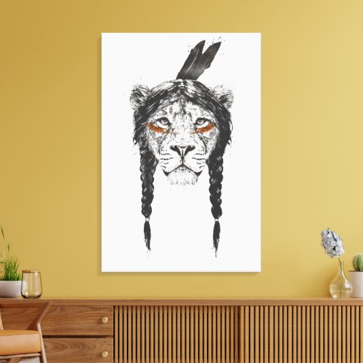 Warrior lion canvas afdruk (Insitu (Woonkamer))