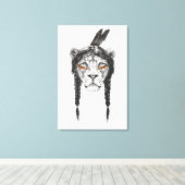 Warrior lion canvas afdruk (Insitu (Houten vloer))