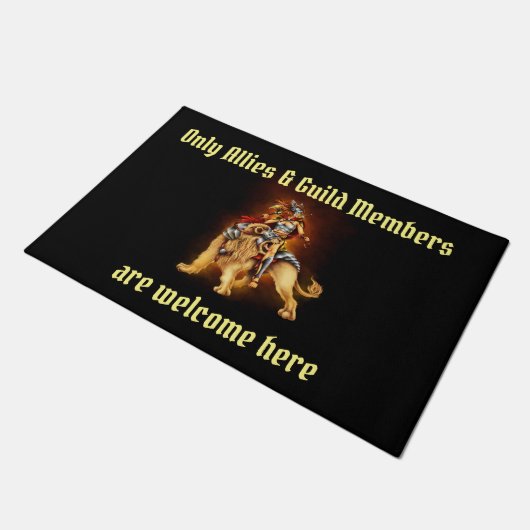 Warrior Lion Rider Fantasy door Mat (Schuin)