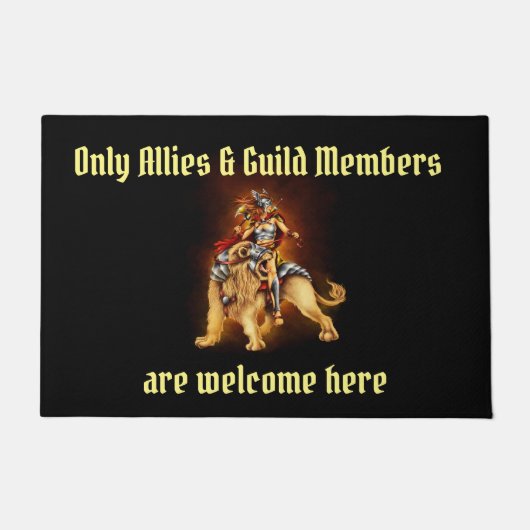 Warrior Lion Rider Fantasy door Mat (Voorkant)