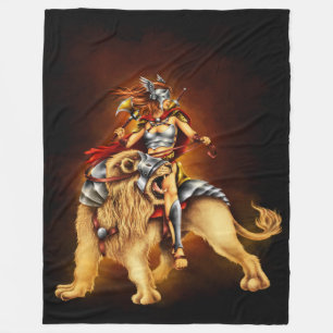 Warrior Lion Rider Fantasy Fleece Blanket Deken