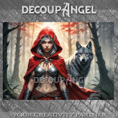Warrior Little Red en de Wolf Decoupage Tissuepapier