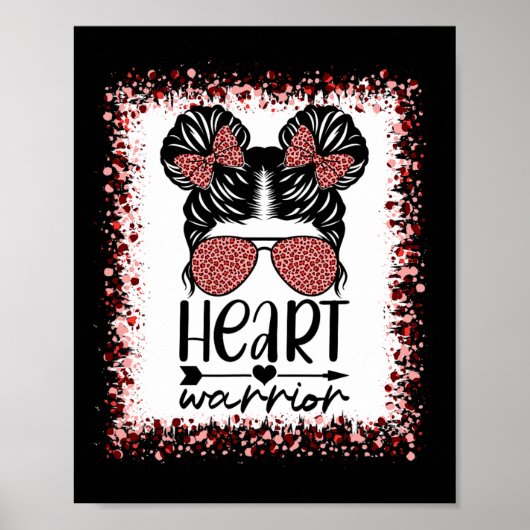 Warrior Messy Bun Leopard Heart Disease Awareness Poster (Voorkant)