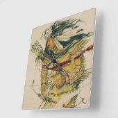 Warrior met Flaming Arrow Acrylwandklok Vierkante Klok (Hoek)
