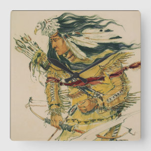 Warrior met Flaming Arrow Acrylwandklok Vierkante Klok