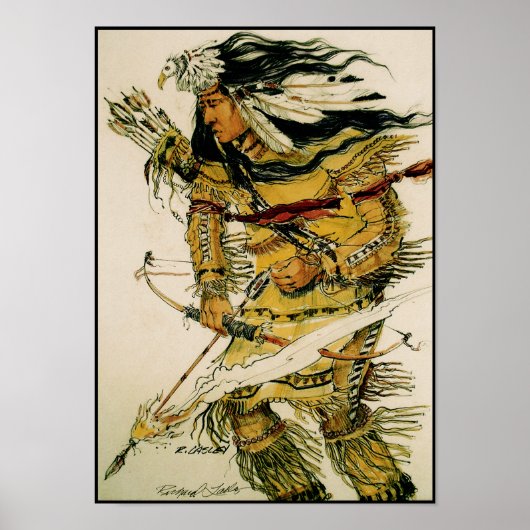 Warrior met Flaming Arrow Canvas Print (Voorkant)