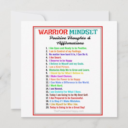 Warrior Mindset Affirmations Magnetic Kaart (Voorkant)