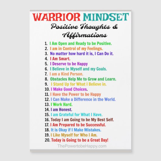 WARRIOR MINDSET MAGNETIC KAART (Voorkant)