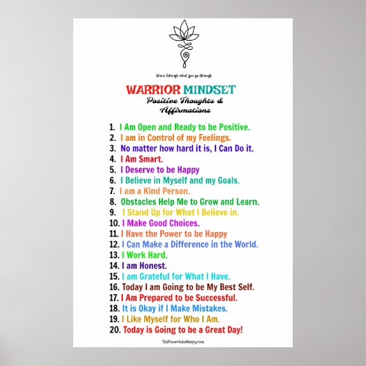 Warrior Mindset Positive Affirmations Poster (Voorkant)