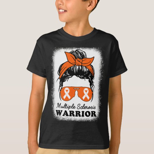 Warrior Multiple Sclerosis Awareness Messy Bun Mom T-shirt (Voorkant)