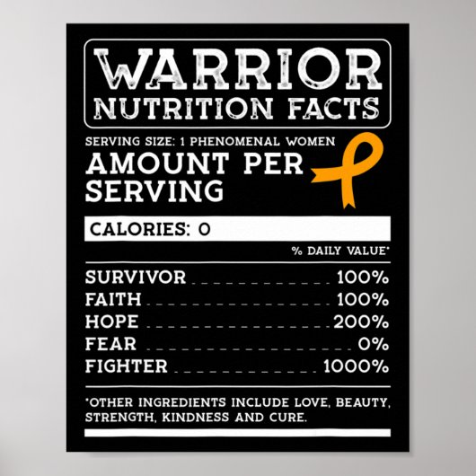 Warrior Nutrition Facts Leukemie Bewustzijn Lint Poster (Voorkant)
