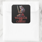 Warrior of Christ Woman Christelijk Bijbelgebed Vierkante Sticker (Tas)