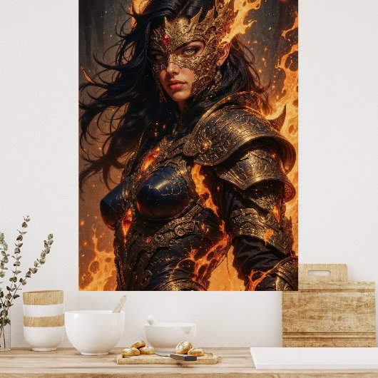 Warrior of Fire Fantasy Poster (Keuken)