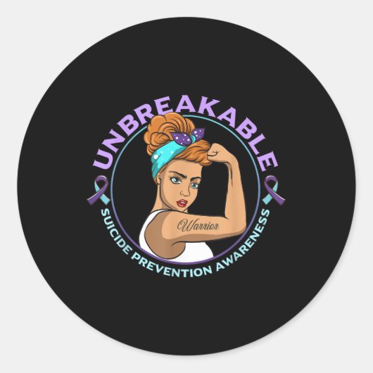 Warrior onbreekbare zelfmoordpreventie ronde sticker (Voorkant)