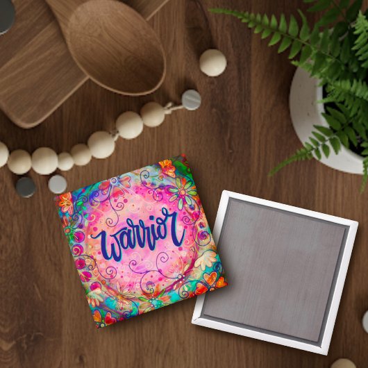 Warrior Pink Floral Inspirerend  Trendy Magneet