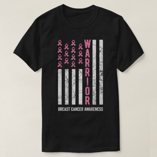 Warrior Pink Ribbon Breast Cancer Bewustheid T-shirt (Design voorkant)