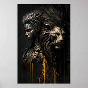 Warrior Portret Fantasie Schilderen Wild Spirit Poster
