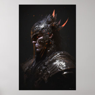 Warrior Portret Fantasie Schilderij Donker Karakte Poster