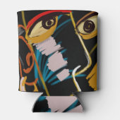 Warrior Portret: Primitieve olie Abstractie Blikjeskoeler (Achterkant)