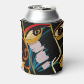 Warrior Portret: Primitieve olie Abstractie Blikjeskoeler (Blikje Achterkant)