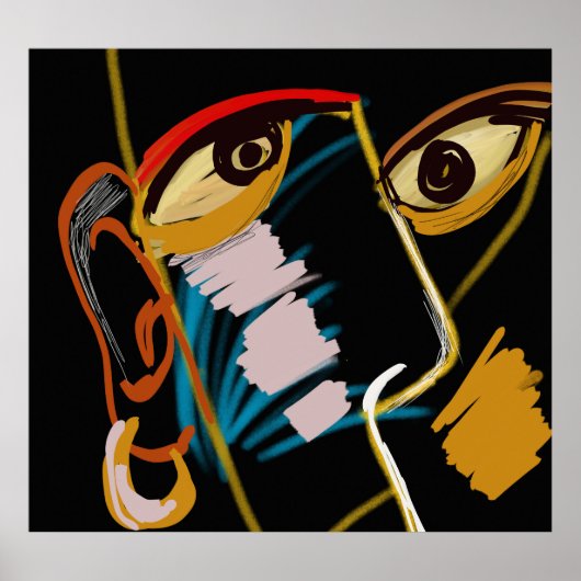 Warrior Portret: Primitieve olie Abstractie Poster (Voorkant)