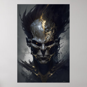 Warrior Portret Schedel Fantasie Schilderen Wild A Poster