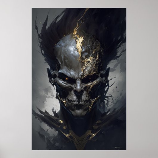 Warrior Portret Schedel Fantasie Schilderen Wild A Poster (Voorkant)