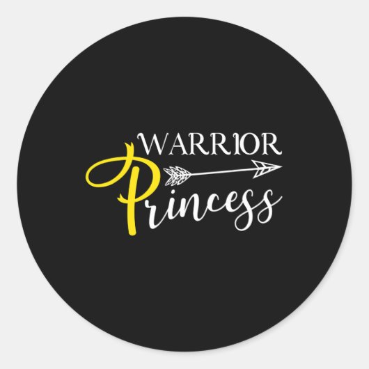 Warrior Prinses Kindertijd Kanker Bewustzijn Ronde Sticker (Voorkant)