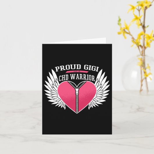 Warrior Proud Gigi Rits Hart met Engel Vleugels Kaart (Gele Bloem)