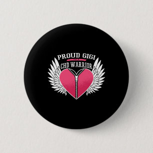 Warrior Proud Gigi Rits Hart met Engel Vleugels Ronde Button 5,7 Cm