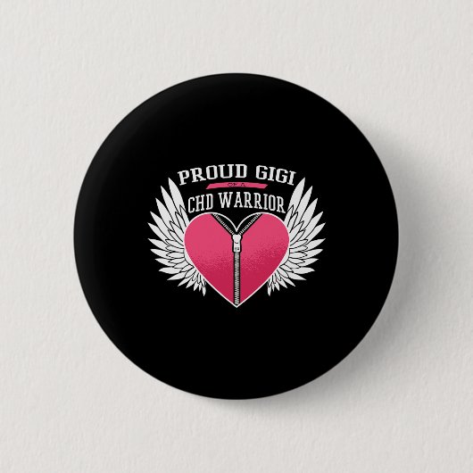 Warrior Proud Gigi Rits Hart met Engel Vleugels Ronde Button 5,7 Cm (Voorkant)