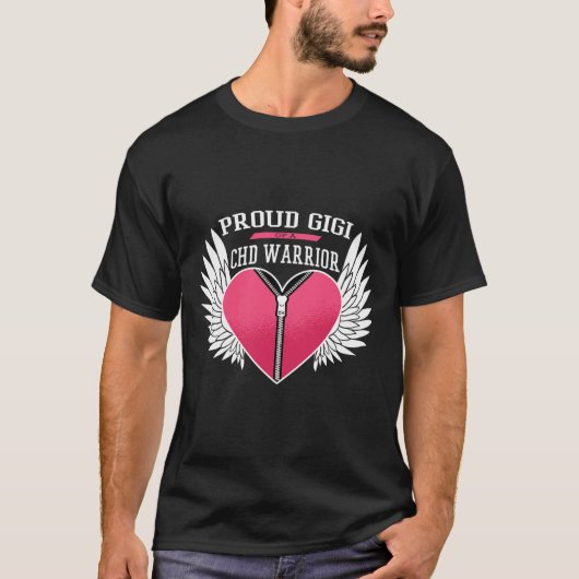 Warrior Proud Gigi Rits Hart met Engel Vleugels T-shirt (Voorkant)