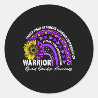 Warrior Rainbow Paarse lint Opioïde Overdosis Awar Ronde Sticker