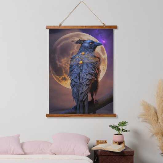 Warrior Raven Crow Hunting by Moonlight Hangend Wandkleed (Slaapkamer)