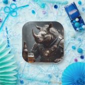 Warrior Rhino Papieren Bordje (Feest)