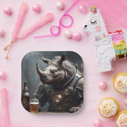 Warrior Rhino Papieren Bordje (Feest)