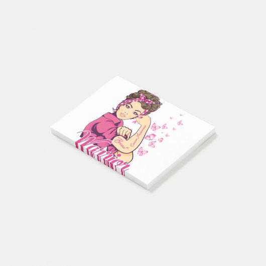 Warrior Rosie Riveter Breast Cancer Awareness Post-it® Notes (Schuin)