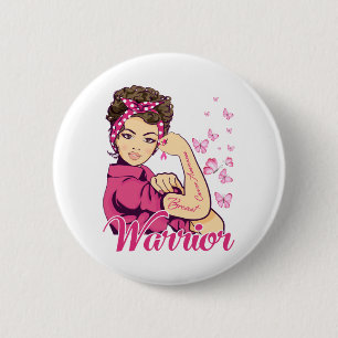 Warrior Rosie Riveter Breast Cancer Awareness Ronde Button 5,7 Cm