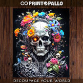 Warrior schedel met meerdere kleuren bloemen tissuepapier
