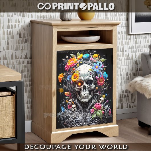 Warrior schedel met meerdere kleuren bloemen tissuepapier