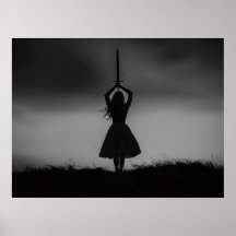Warrior Silhouette onder Stormy Skies