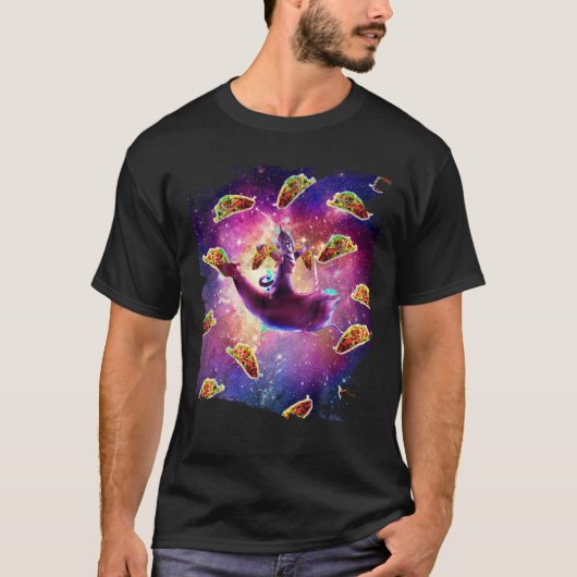 Warrior Space Cat Op Dolfijn Eenhoorn Taco T-Shirt (Voorkant)