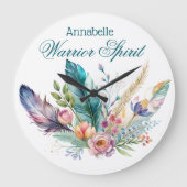 Warrior Spirit Feather Wall Clock Grote Klok (Voorkant)