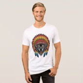 Warrior Spirit - Native Wolf hoofdtooi Tri-Blend Shirt (Voorkant volledig)