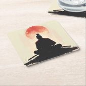 Warrior Spirit Samurai Sunset Meditatie Kartonnen Onderzetters (Schuin)