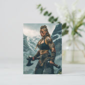 Warrior Spirit van Viking Woman Channeling Briefkaart (Staand voorkant)