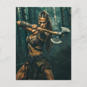 Warrior Spirit van Viking Woman Channeling Briefkaart