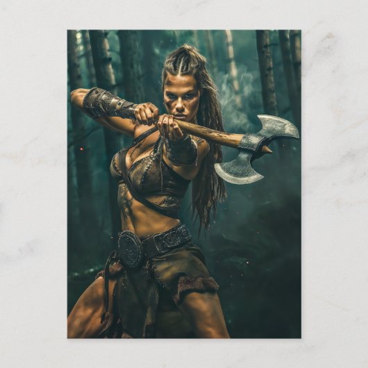 Warrior Spirit van Viking Woman Channeling Briefkaart (Voorkant)