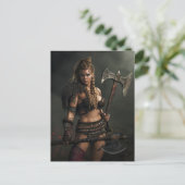 Warrior Spirit van Viking Woman Channeling Briefkaart (Staand voorkant)