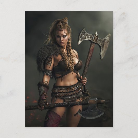 Warrior Spirit van Viking Woman Channeling Briefkaart (Voorkant)